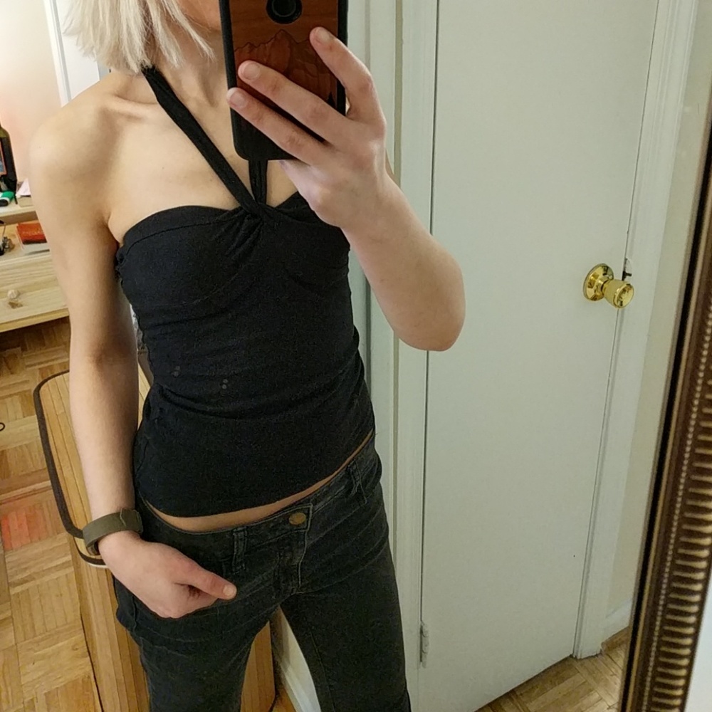 Black L.E.I halter top